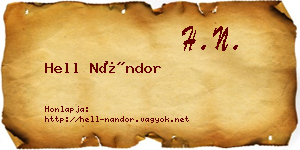 Hell Nándor névjegykártya